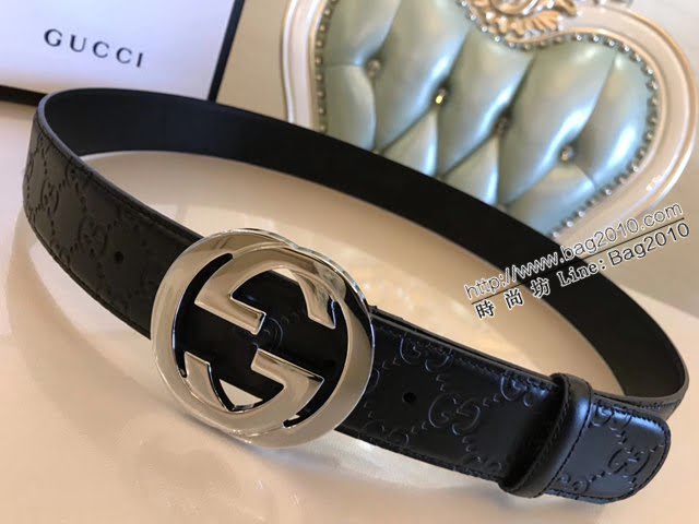 Gucci經典皮帶 古奇雙G拋光腰帶 411924  jjp2062